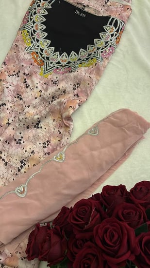 حرير ايطالي شغل بادله مطرز ومتروس كرستال مع شيله كبيره