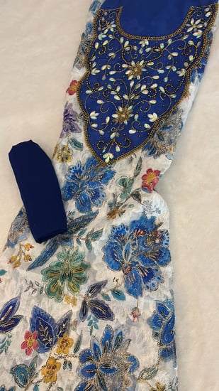 شيفون تركي جاكار فاخر شغل يدوي مع الشيله