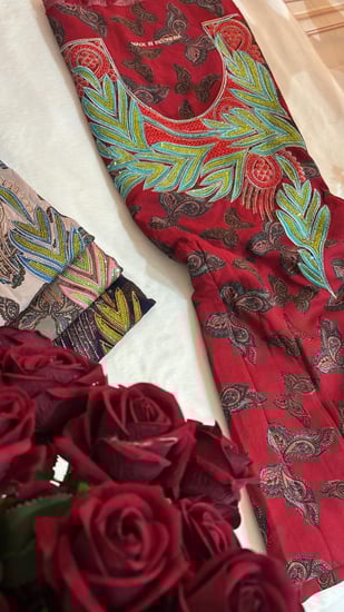 كشميري مطرز ومتروس كرستال موديل عربي