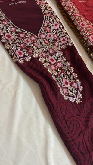 كشميري مطرز تطريز عربي ومتروس كرستال