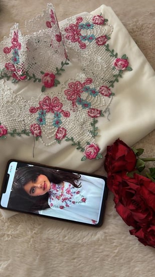 شيفون اطفال شغل جوبير مع تطريز حافه من امام وظهر