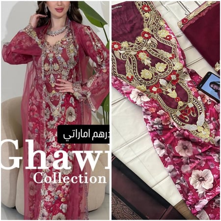 حرير ايطالي مع بشت الهاينك موديل فخم ومميز مطرز ومتروس كرستال