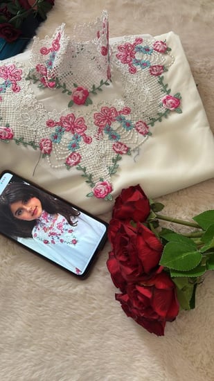 شيفون اطفال شغل جوبير مع تطريز حافه من امام وظهر