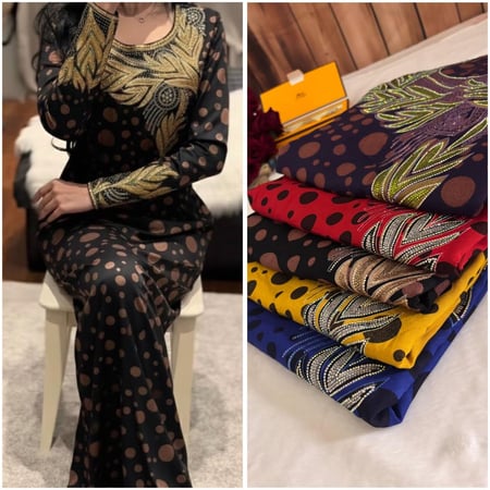 كشميري مطرز ومتروس كرستال موديل عربي وباكمام عربيه