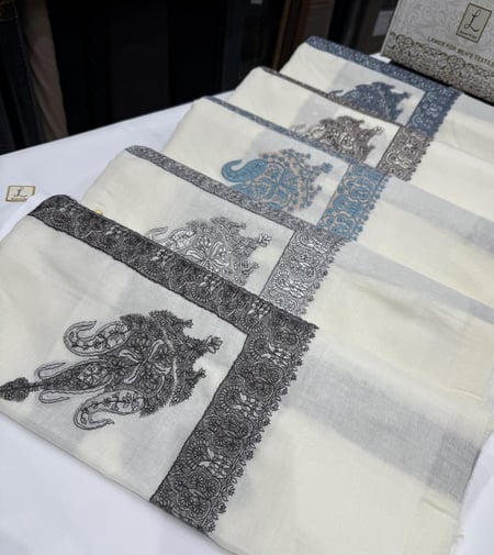 شال كشميري تطريز نادر ملكي 5