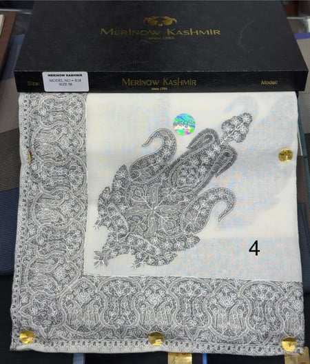 شال كشميري ميرينو مطرز عريض D1صوف طبيعي 70٪