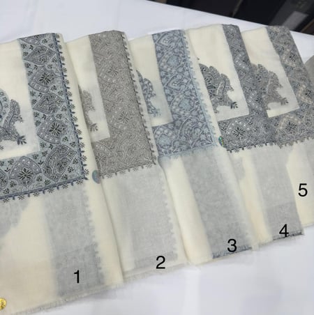 شال كشميري مطرز نقشة عريضة ملكي 1