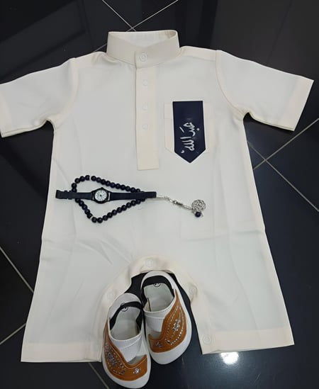 ثوب أطفال تراثي سعودي أبيض – ملابس أطفال فاخرة للأعياد