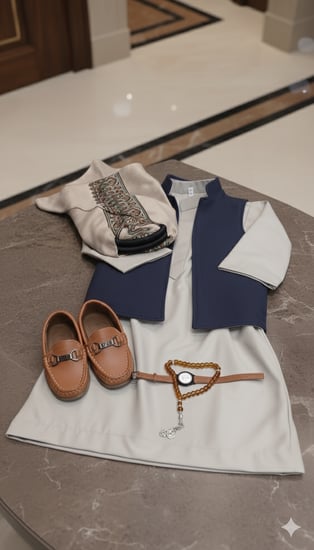 طقم اطفال كحلي مع بيج