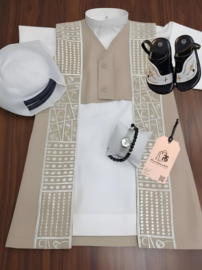 دقلة أطفال مع ثوب وشماغ ونعال | طقم كشخة العيد والمناسبات