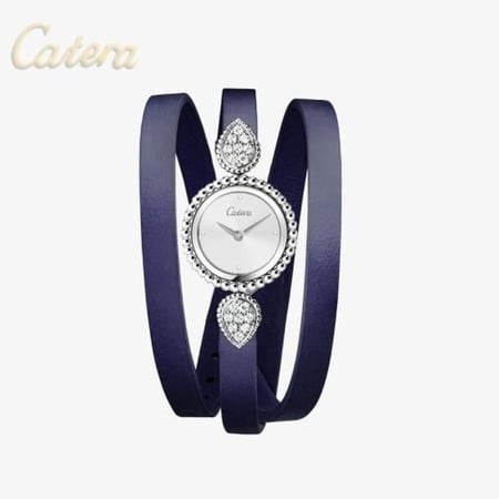 ساعة نسائية جلد كحلي