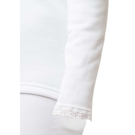 دانتيل أبيض طقم بيجاما نسائي شتوي قطن  للسجناء