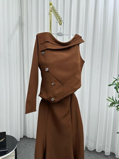 فستان ناعم لونين الموكا موس فخم