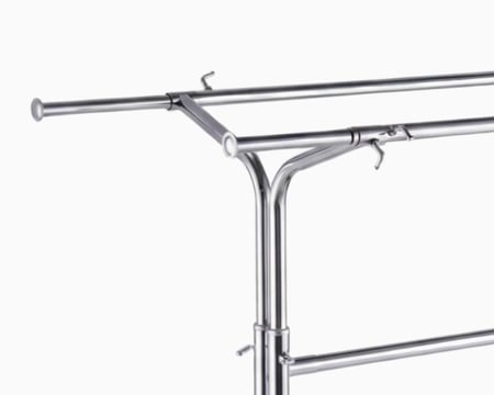 ستاند تعليق ملابس تايواني مزدوج كروم متحرك قابل للتمديد