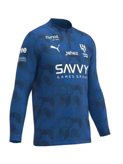 قميص الإحماء 4-1سحاب لنادي الهلال موسم ٢٥-٢٦ بالأزرق-الأبيض كبار -روشن