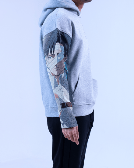 هودي رمادي أنمي_ Gray anime hoodie