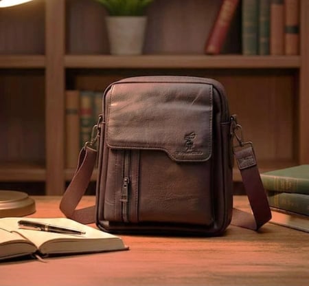 حقيبة كتف رجالية ذات تصميم عصري ومميز.