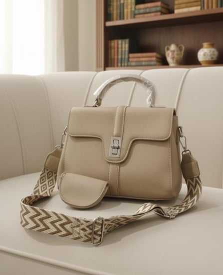 حقيبة كروسبودي أنيقة وعملية بلون بيج محايد