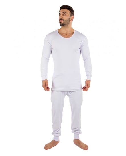 بيجاما رجالي كم طويل انترلوك ابيض