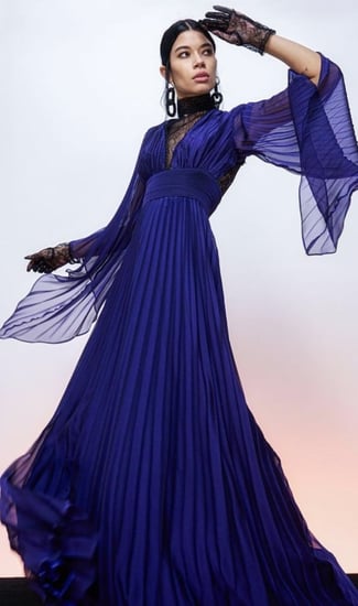 فستان شيفون بكسرات بليسية لونين