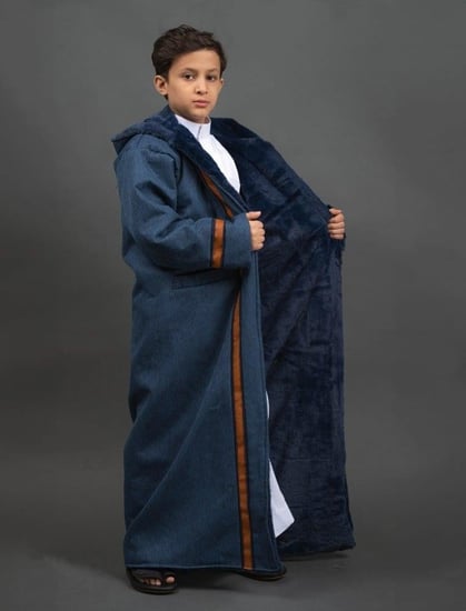 فروة اطفال رصاصي مع جلد أسود لاطلاله شتويه لطفلك-ازياء شتويه-متجر لحظه تذكار