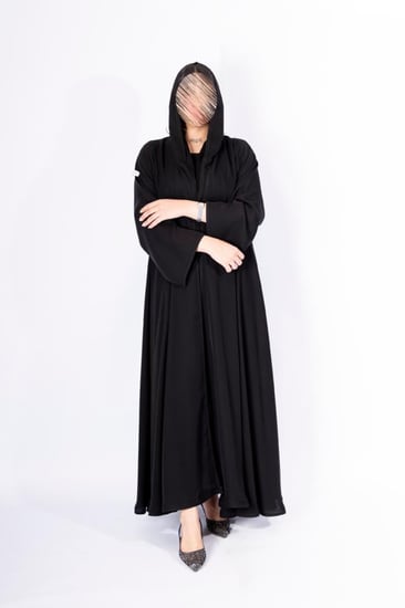 عباية امنيه برم دبل كلوش قماش كريب إندونيسي | اسود