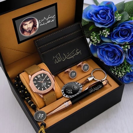 طقم ساعات رجالية فخمة ومميزة بالاسم حسب الطلب