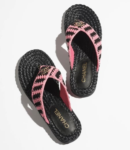 2024 black pink thongs The chanel coco beach shoes