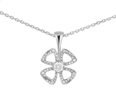 BVLGARI Fiorever Necklace  قلادة بولغاري فيوريفير فضي كريستالي