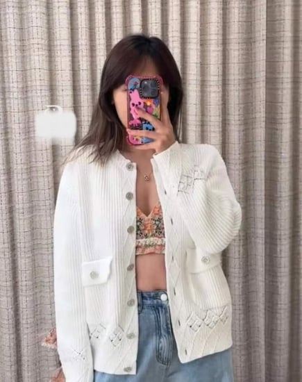 2025 CHANEL WHITE JACKET سترة شانيل جاكيت أبيض بجيوب بارزة
