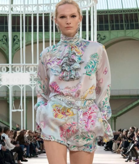 2025 CHANEL SILK PRINTED BLOUSE  بلوزة شانيل حرير مطبوع و مطرز