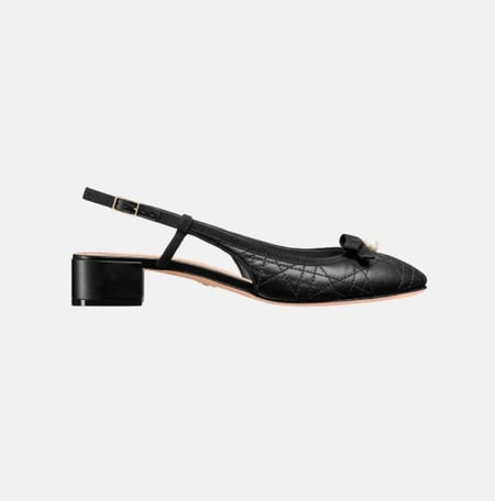 Dior Black Ballet Slingback Pump حذاء ديور باليه جلد أسود مفتوح