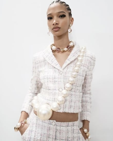 Chanel pink gray tweeted jacket 2026 جاكيت شانيل تويد قطني وردي رمادي