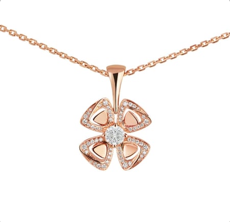 BVLGARI pink Fiorever Necklace  قلادة بولغاري فيوريفير وردي كريستالي