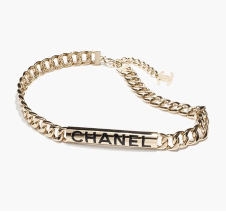 Chanel CC Black Gold Chain Choker قلادة شانيل شوكر سلسلة ذهبي أسود