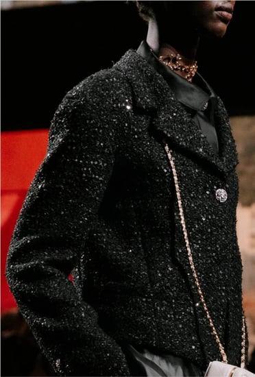 سترة شانيل جاكيت تويد براق أسود 2024 chanel 2024 sparkling tweed jacke