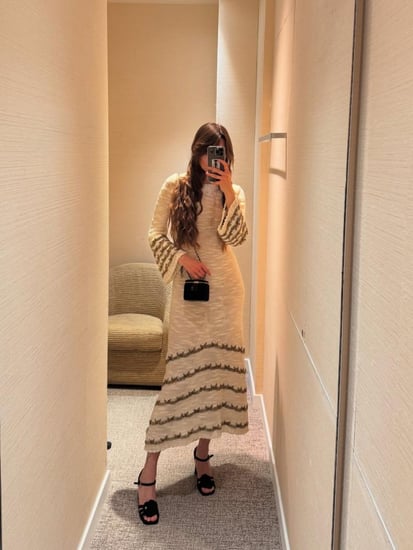 CHANEL METIERS D ART LONG DRESS 25 فستان شانيل صوف شفاف مطرز أسود طويل