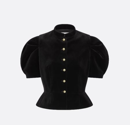 Dior Fitted Short-Sleeved Jacket جاكيت ديور أسود مخمل بأكمام قصيرة منف
