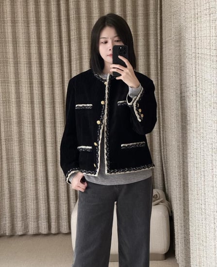 Chanel Jacket Corduroy Black 2025 سترة شانيل جاكيت شتوي
