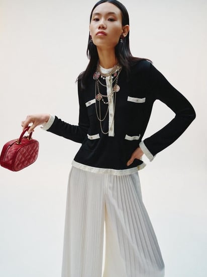 2025 كنزة شانيل بلوفر أسود بيج صوف CHANEL METIERS DART PULLOVER