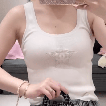 chanel logo cc tank top