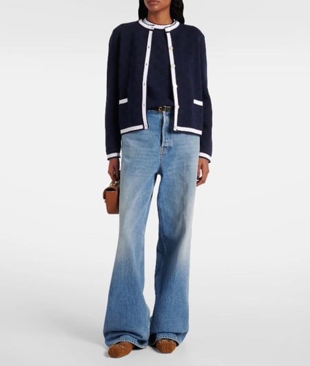 GUCCI GG Top in Cotton jacquard 2025 كنزة غوتشي أزرق لوقو GG بلوزة