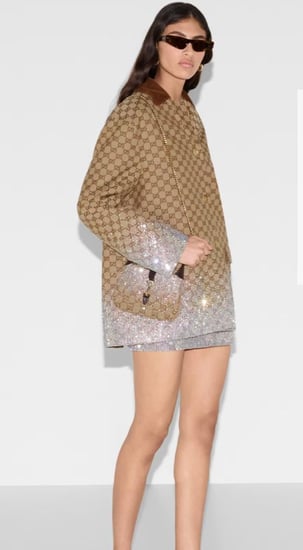 GUCCI EMBROIDERED GG CANVAS COAT جاكيت غوتشي مطرز من تويد صوف بنقش GG