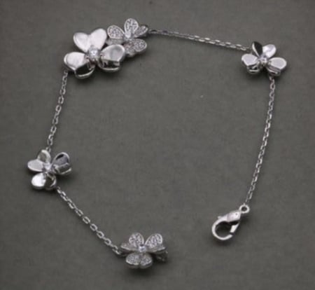 White gold Silver Frivole Van Cleef bracelet 5 flowers
