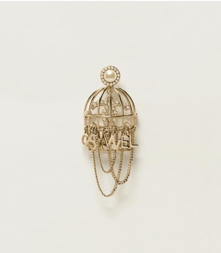 2023 بروش شانيل ذهبي على شكل قفص