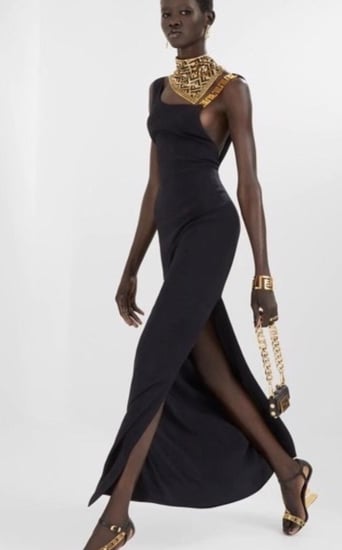 FENDI DRAPED GOWN Black long فستان فيندي طويل أسود