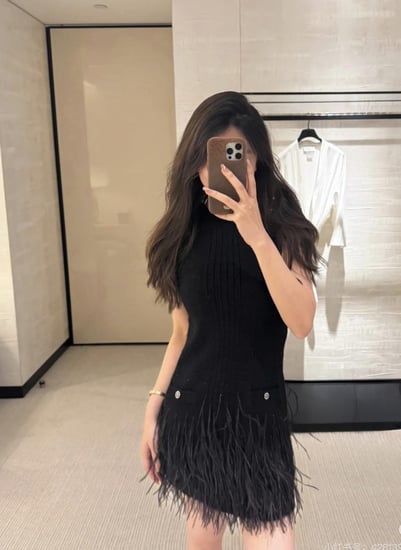 Chanel Feather Black Dress 2025 فستان شانيل ريش أسود 2025
