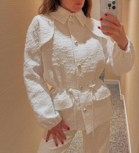 CHANEL WHITE TWEED PARKA 2025 معطف باركا شانيل تويد أبيض