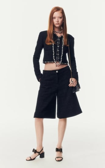 2025CHANEL BLACK TWEEED JACKET WITH P  جاكيت شانيل تويد أسود لؤلؤي