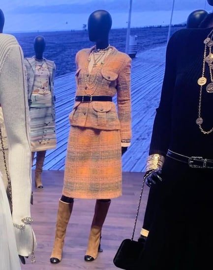 CHANEL ORANGE GRAY YELLOW TWEED JACKET